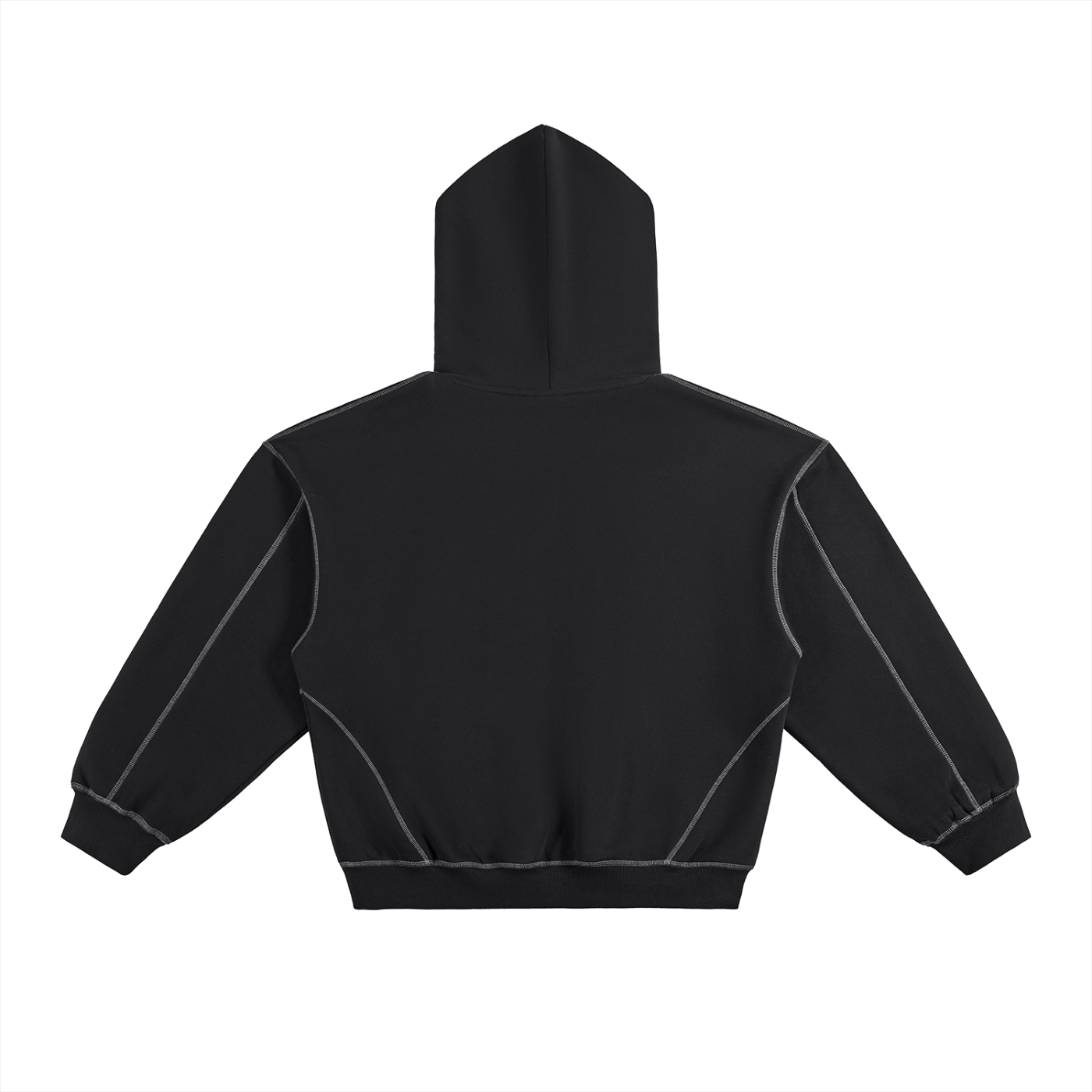 Contrast-Stitched Boxy Fleece Hoodie ODMPOD