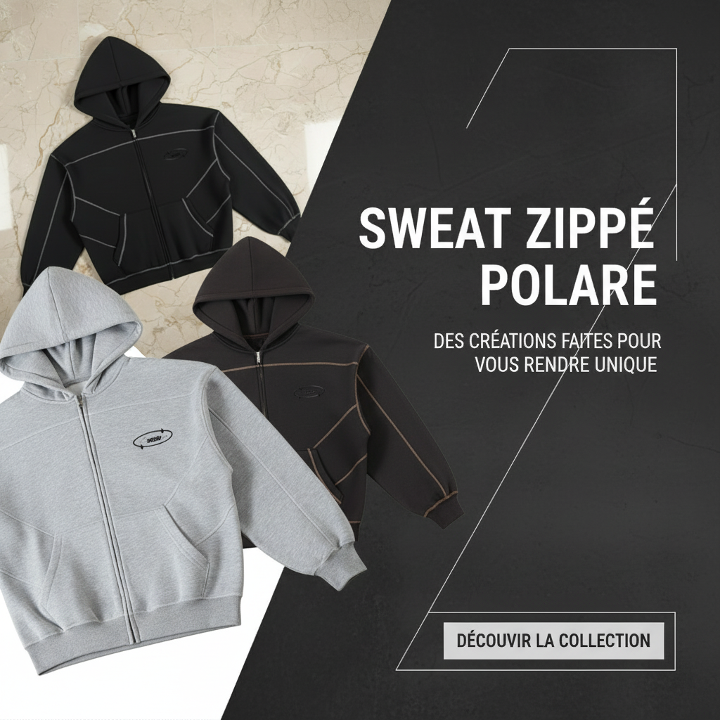 Bannière hero Sweat zippé polaire - Créations uniques