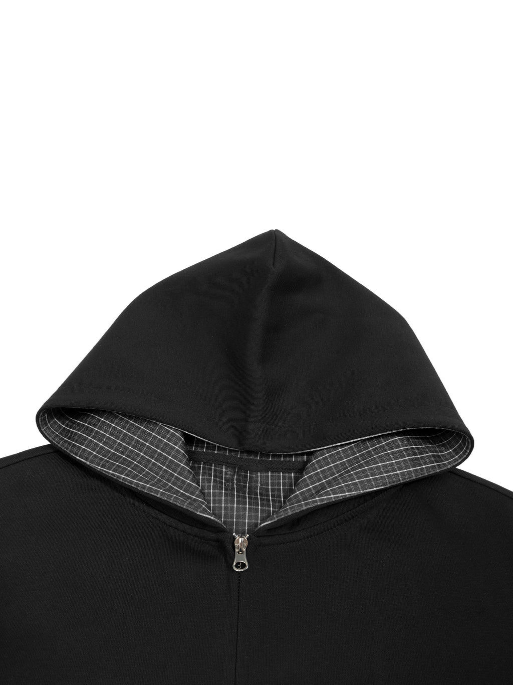 Contrast Plaid Boxy Zip Hoodie ODMPOD